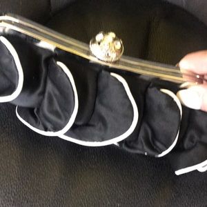 Dollhouse signature satin white & black purse.